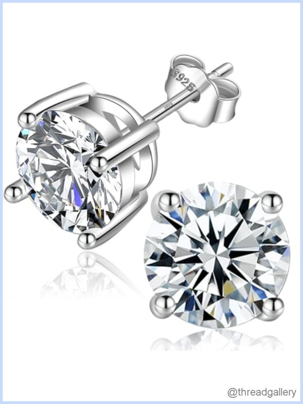 Sterling Silver Moissanite Stud Earrings VVS1 Round Brilliant Cut Lab Grown